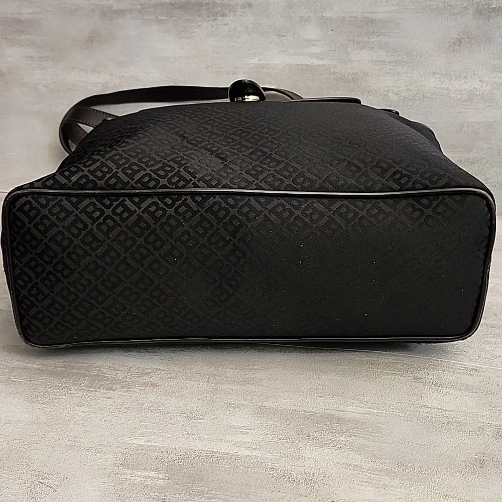 Bally Black Brown Logo Tote with Gold Hardware
